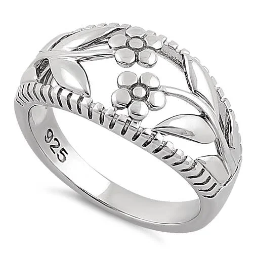 Rings For Crew Gifts-Sterling Silver Twin Flower Ring