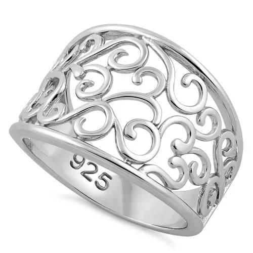 Rings Tarnish Resistance-Sterling Silver Filigree Caged Ring