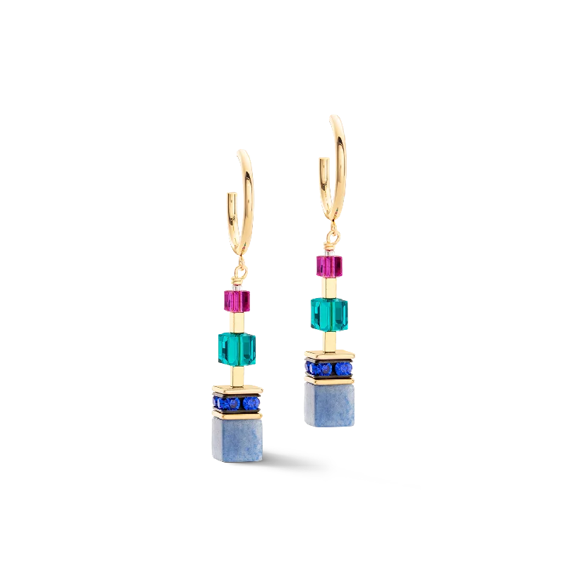 Eco-Friendly Earrings-GeoCUBE® Precious Statement earrings gold-multicolour