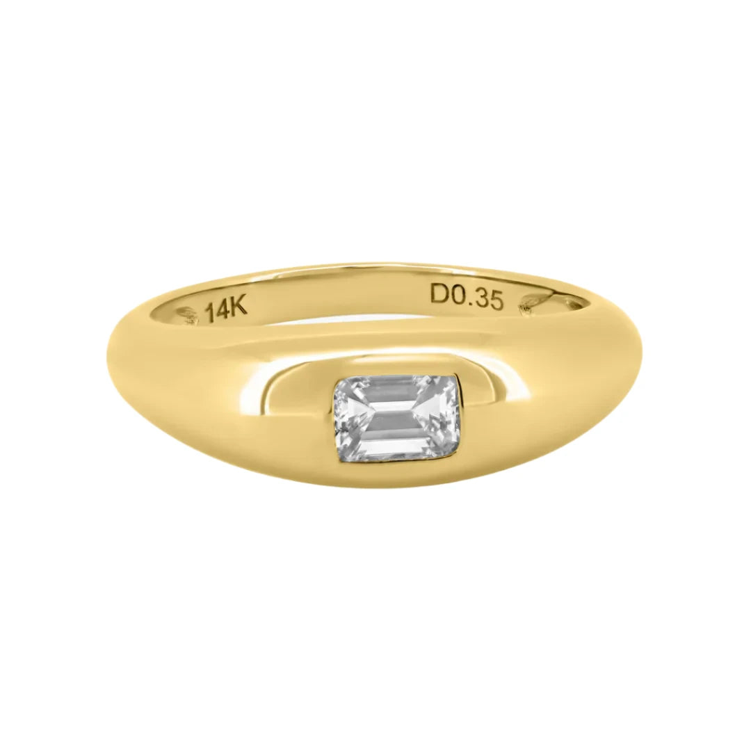 Rings For Trendy Women-Solitaire Diamond Shape Dome Ring