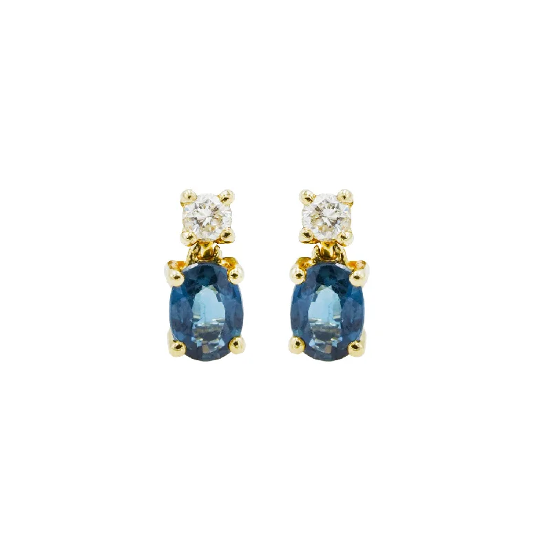 Best Earrings For Daily Use-Diamond and Sapphire Dangle Studs