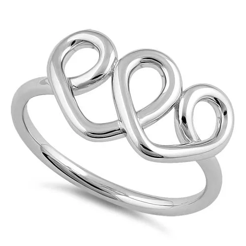 Rings Top Picks-Sterling Silver Curly Hearts Ring