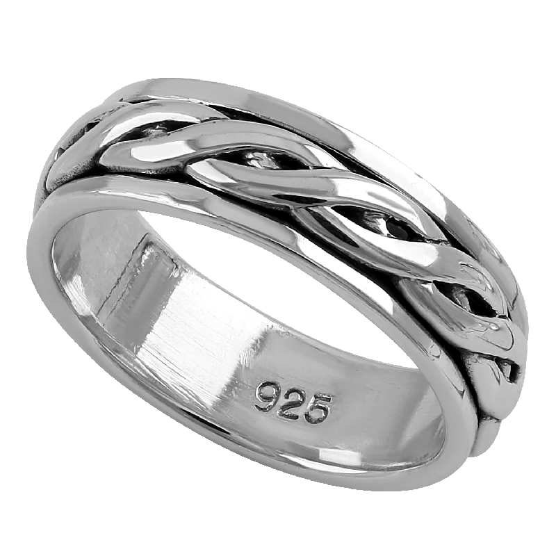 Rings For Tall Styles-Sterling Silver 6MM Knot Spinner Ring