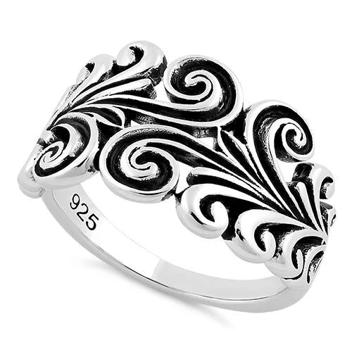 Rings Pair Tips-Sterling Silver Ornamental Filigree Ring