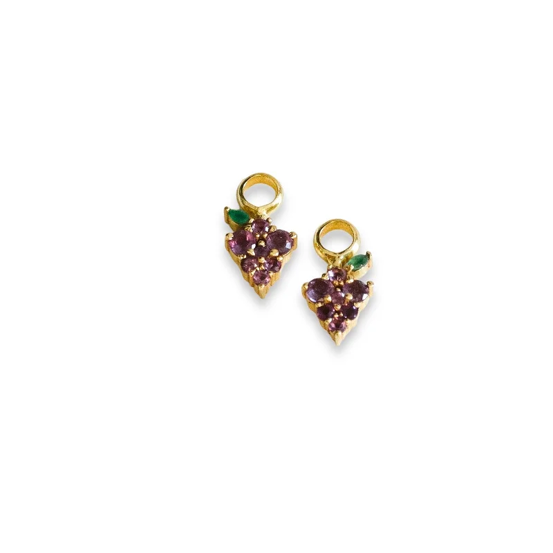 High Grade Earrings-Grape Expections Charms on Simple Huggie Set