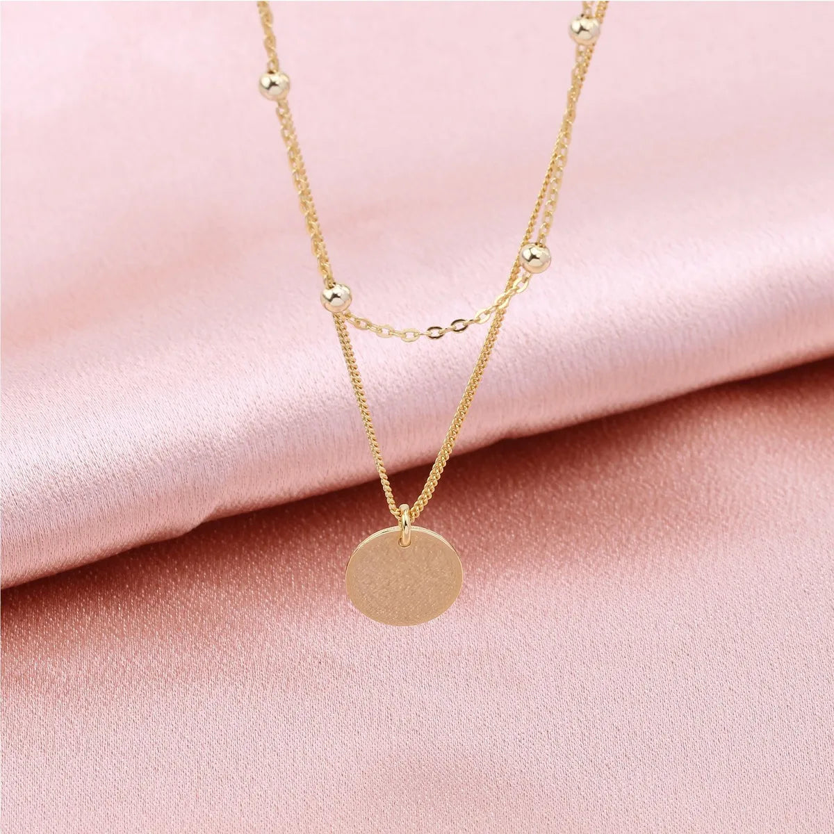 Necklaces For Flat Vibes-Basic Solid Color Sterling Silver Plating Gold Plated Double Layer Necklaces