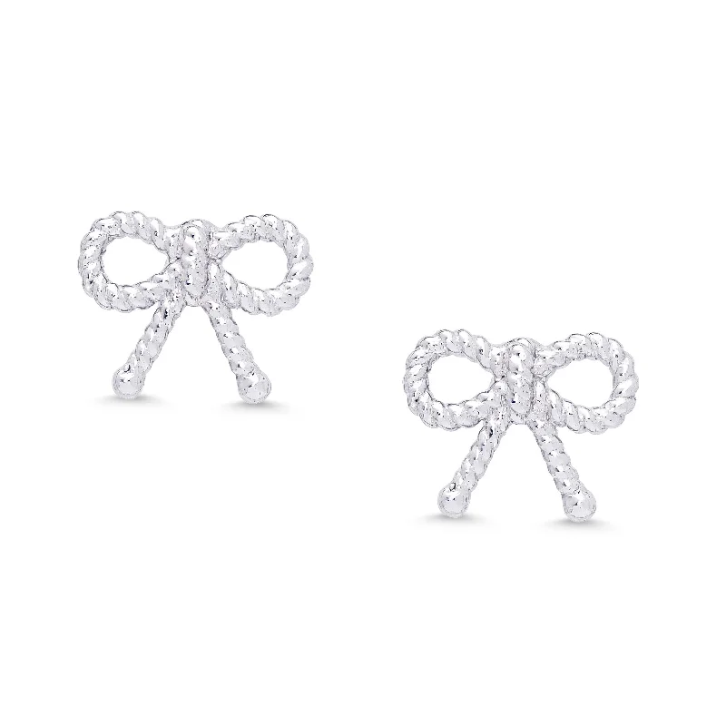 Earrings Comfort Test-Bow Twist Stud Earrings in Sterling Silver