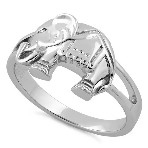 Rings For Daytime Style-Sterling Silver Elephant Ring