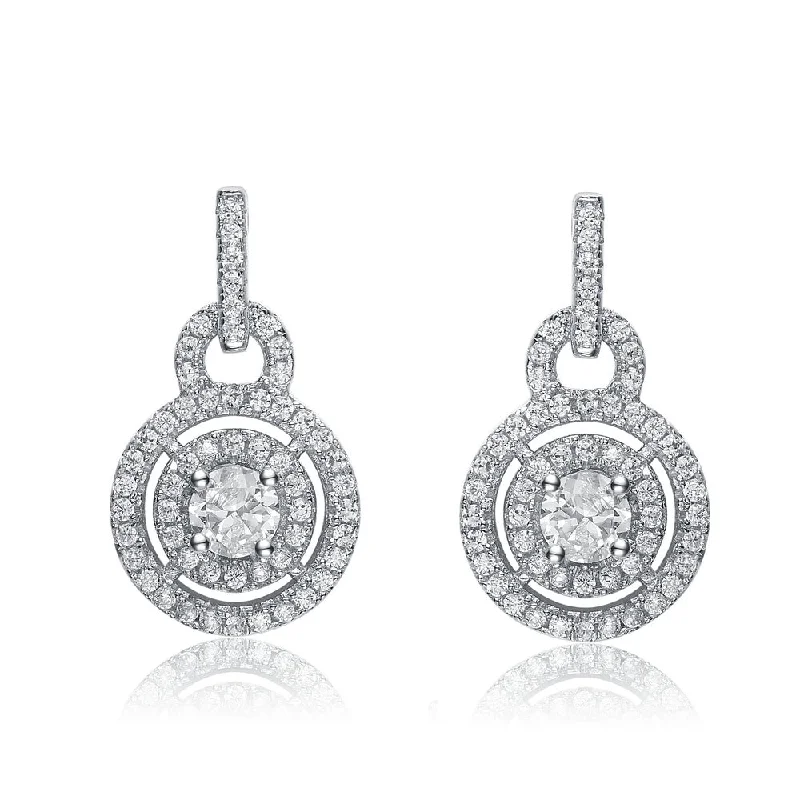 Earrings Care Advice-Sterling Silver Cubic Zirconia Round Drop Earrings