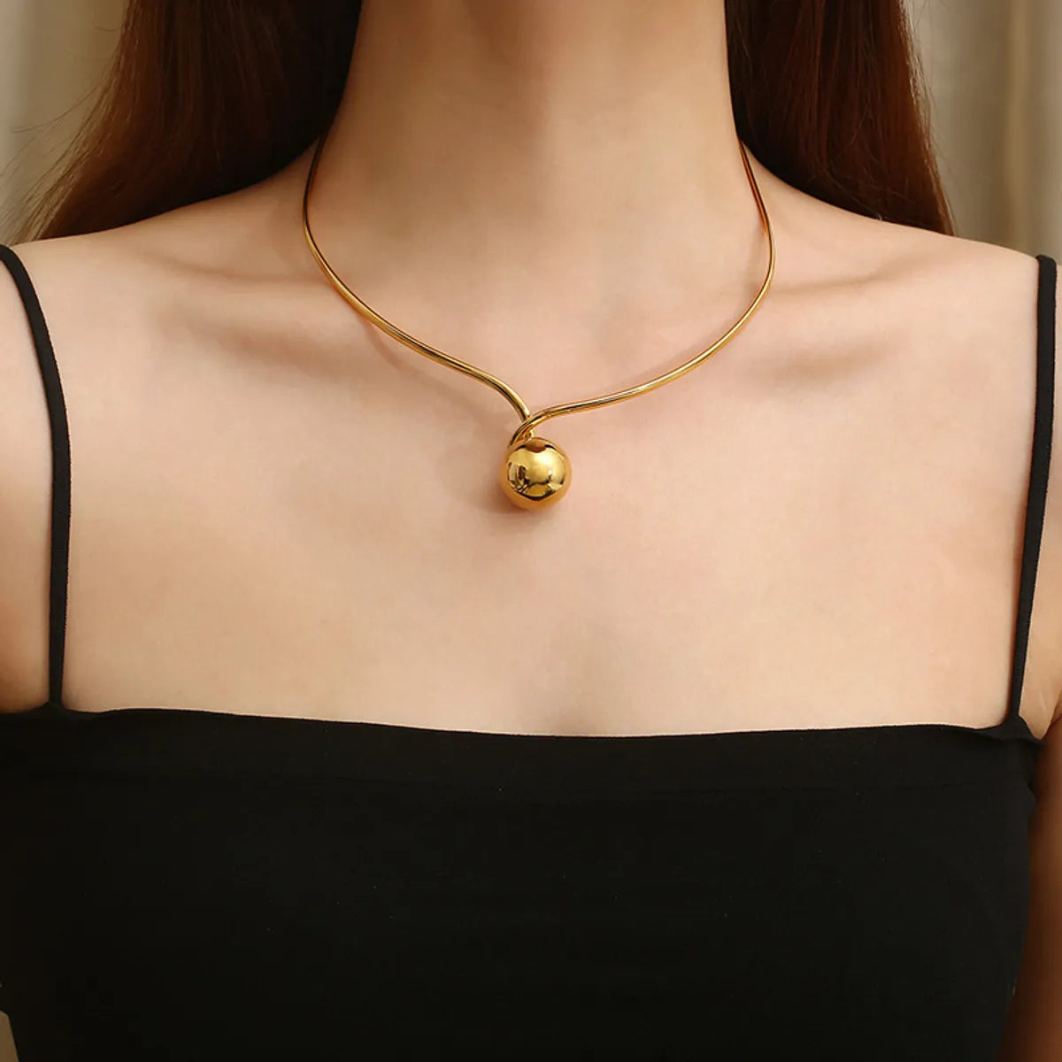 Raw Necklaces For Vibe-Commute Solid Color Titanium Steel Plating Gold Plated Choker