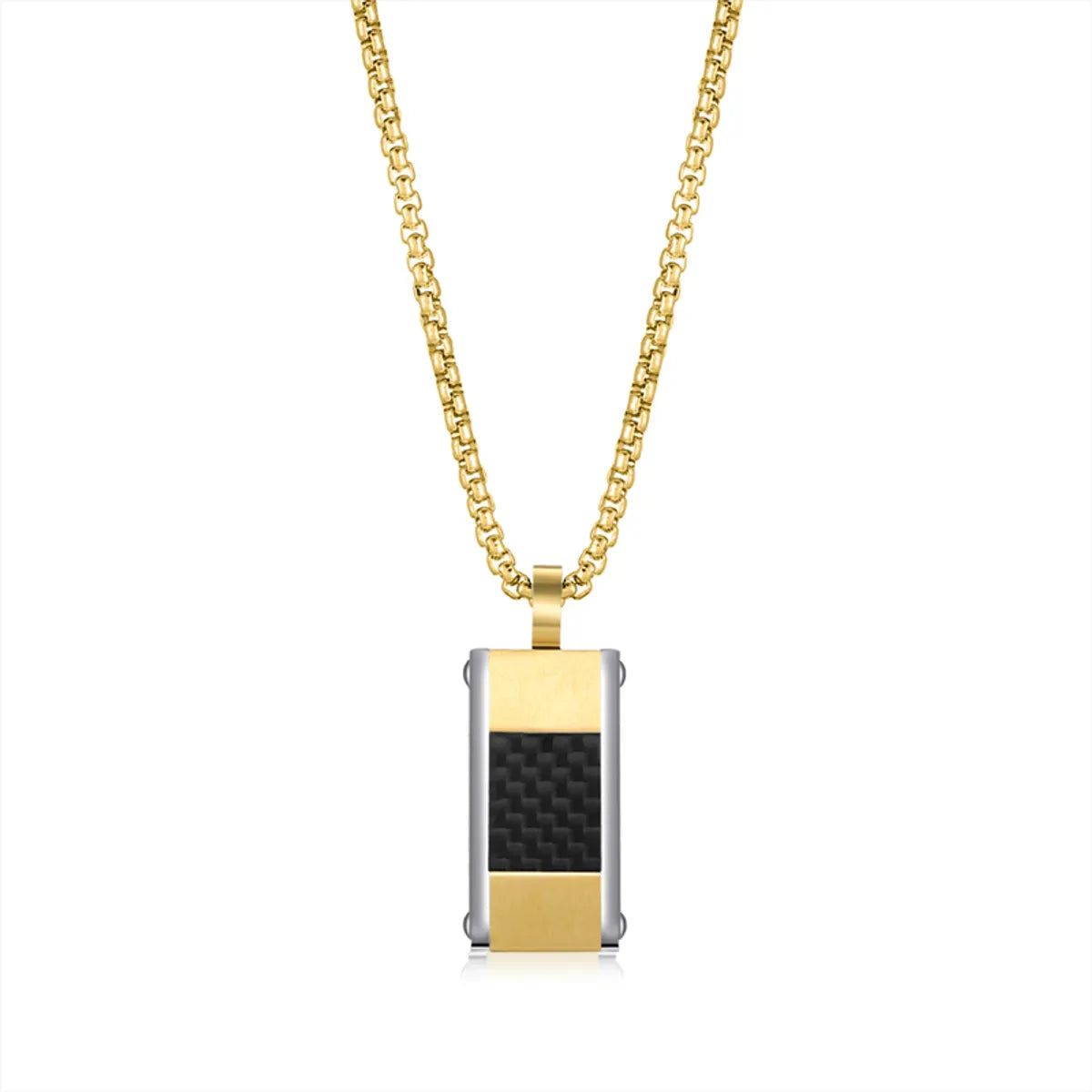 Cheap Necklaces For Sale-Commute Square Stainless Steel Polishing Plating 18k Gold Plated Men'S Pendant Necklace