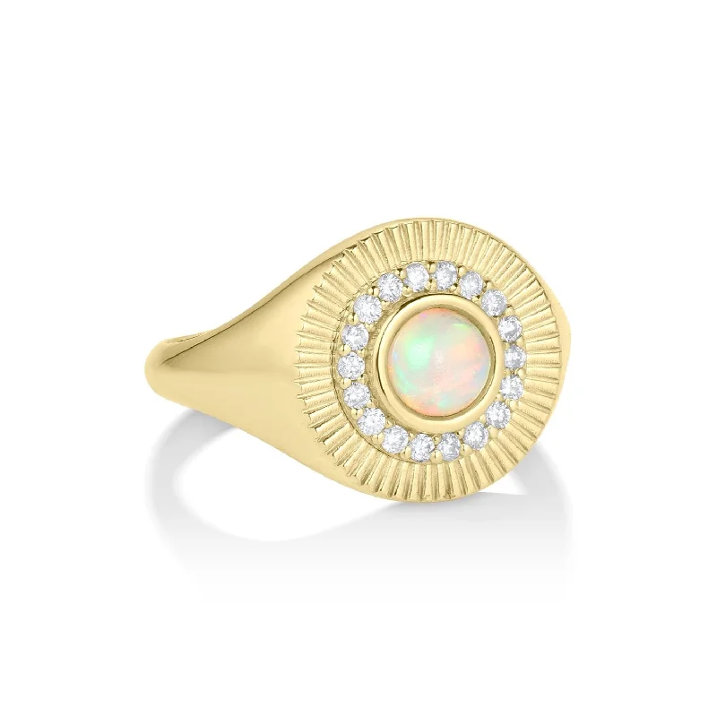 Rings For Wet Climates-Round Sunbeam Opal Ring