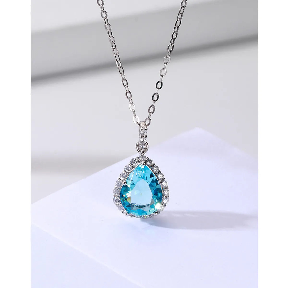 Necklaces Care Advice-1 Piece Fashion Water Droplets Sterling Silver Polishing Inlay Zircon Pendant Necklace