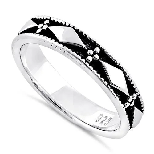 Best Rings For Office Wear-Sterling Silver Bead & Diamond Eternity Band