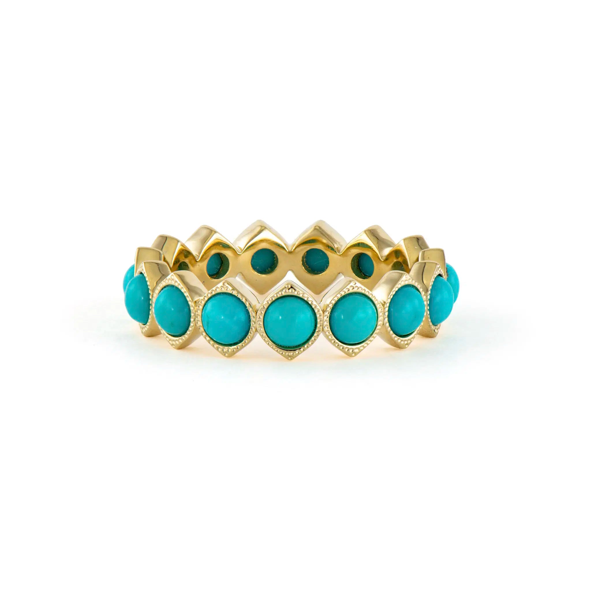 Rings For Minimalist Taste-Medium Show Your Love Bezel Set Turquoise Eternity Band Ring