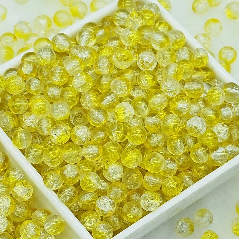 B79# [6mm Glass Chipping Beads] Lemon Yellow