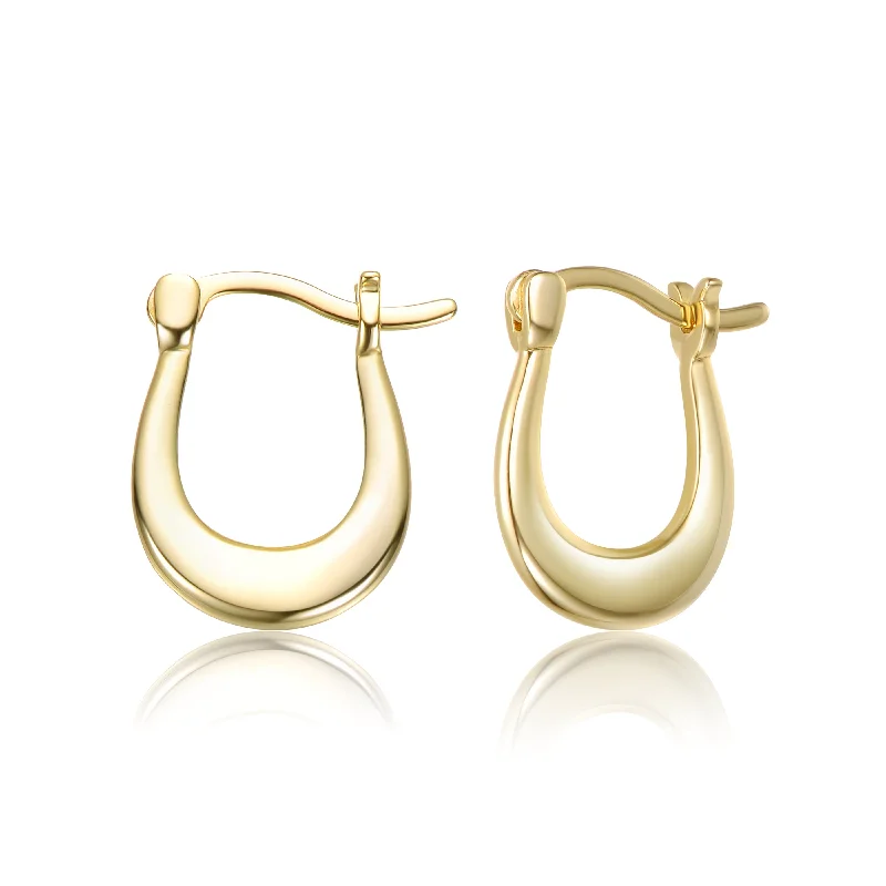 Earrings For Subtle Charm-Sterling Silver 14K Gold Plated Saddleback Hoop Earrings