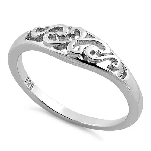 Rings For Sensitive Skin-Sterling Silver Vines Top Ring