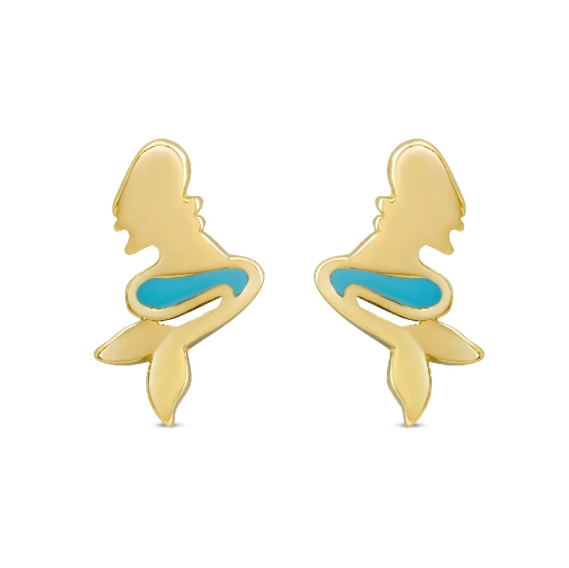 Best Low Earrings-Mermaid Stud Earrings in 18k Gold over Sterling Silver