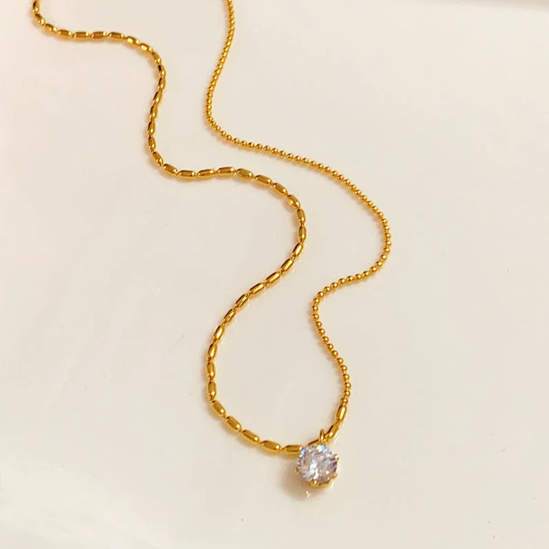 Golden Rice Grain Ball Bead Chain