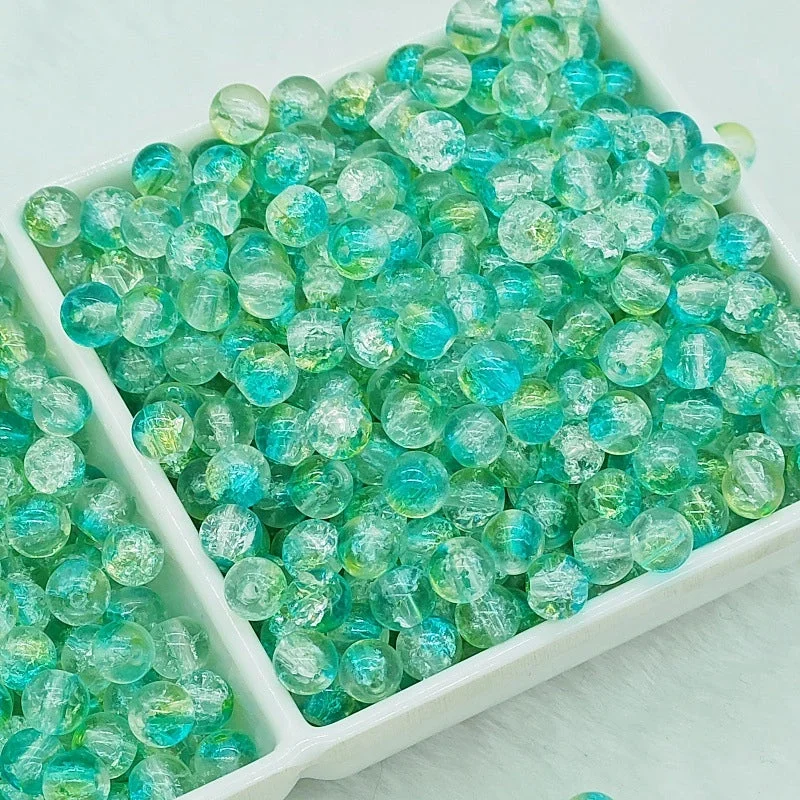 B83# [6mm Glass Chipping Beads] Green and Blue