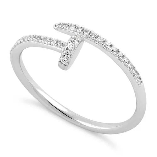 Best Rings For Daily Use-Sterling Silver Minimalist Abstract CZ Ring