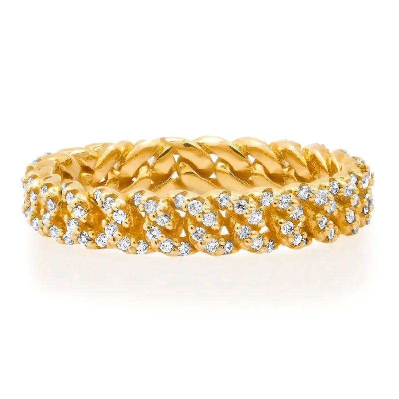 Rings Buy Tips-Pretty Diamond Pave Cuban Chain Stacking Ring