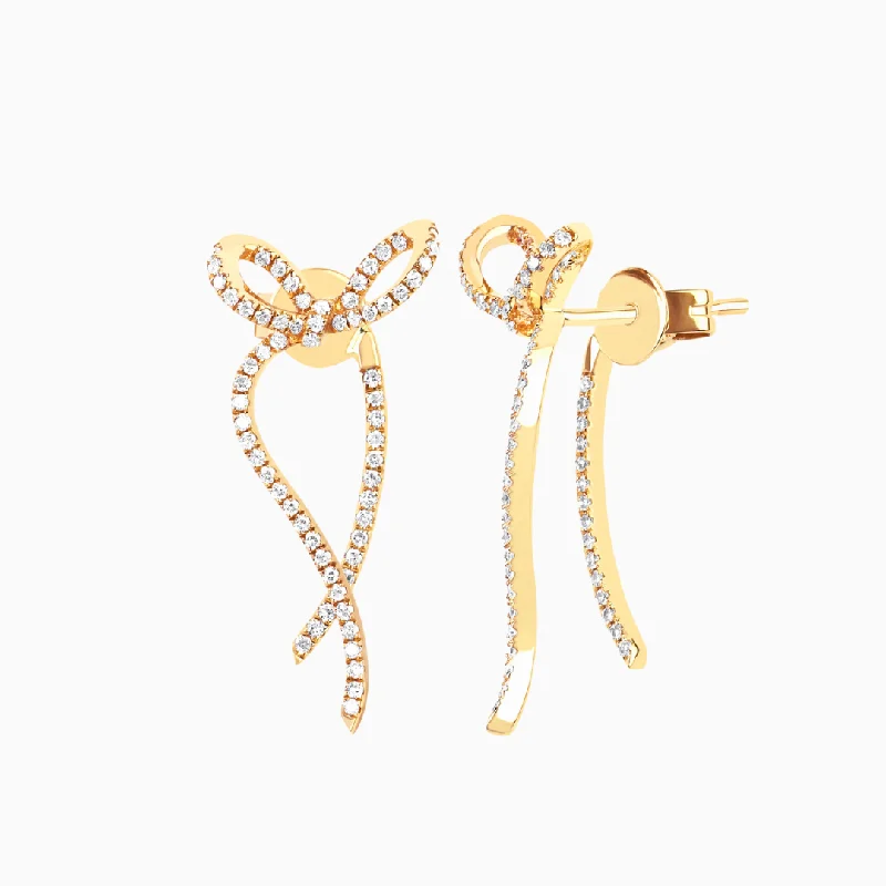 Super Slim Earrings-Diamond Bow Earring