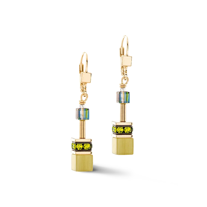 Earrings For Bold Ears-GeoCUBE® Iconic Mono Gold earrings olive