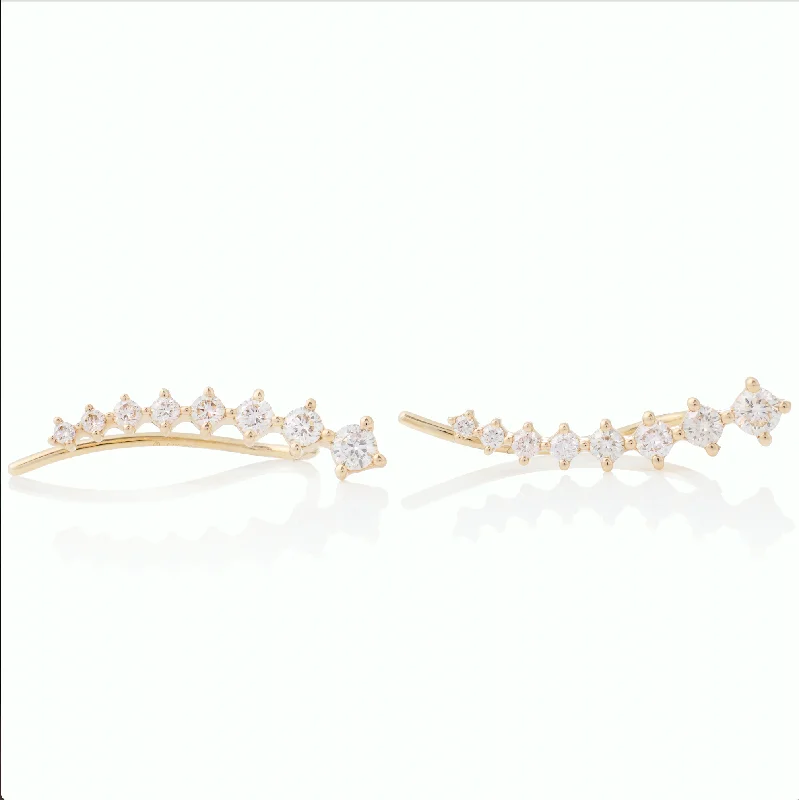 Earrings With Crystal Sparkle-Floating Bezel Diamond Crawler