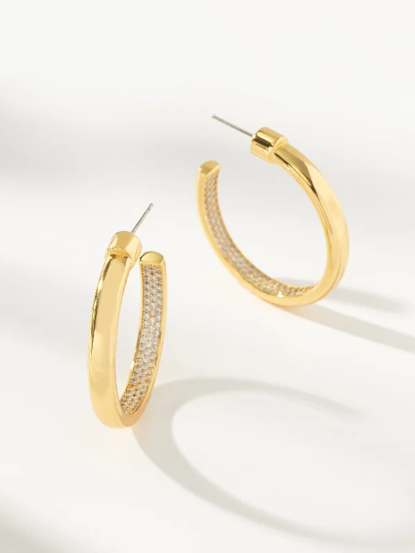 Earrings With Sleek Lines-Closer Look Hoops