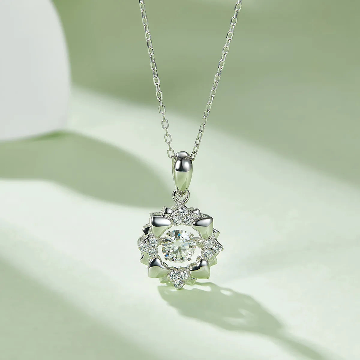 Necklaces Price Tips-Elegant Classical Snowflake Sterling Silver Gra Plating Inlay Moissanite Rhodium Plated Pendant Necklace