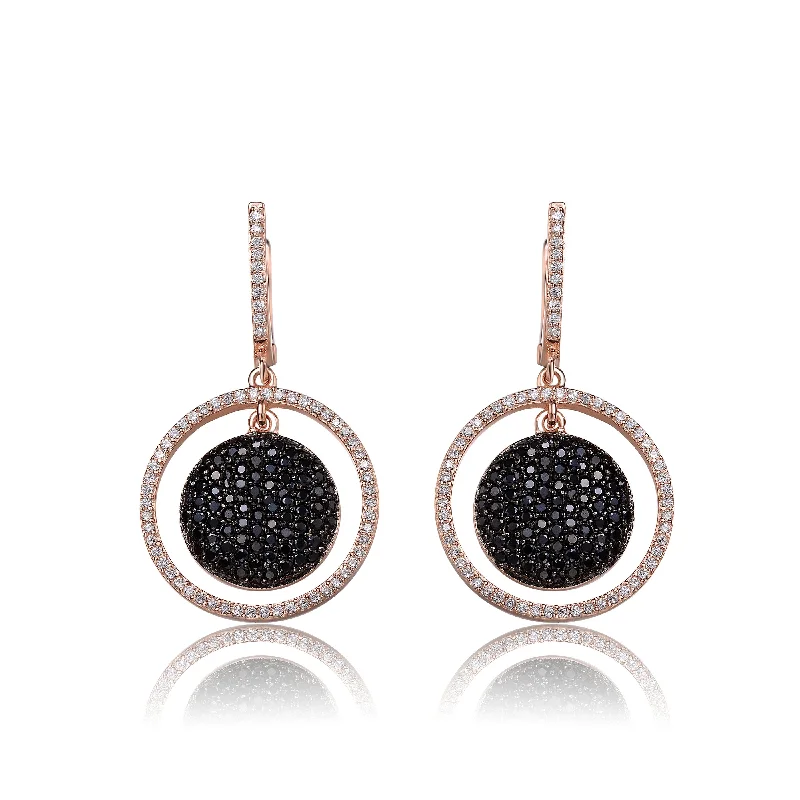 Earrings For Warm Hues-Elise Black And Rose Plated Last Pair Earrings