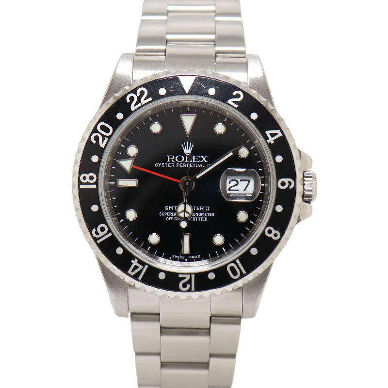 Watches For Gold Enthusiasts-Rolex GMT-Master II 40mm Black Dial Watch Ref# 16710