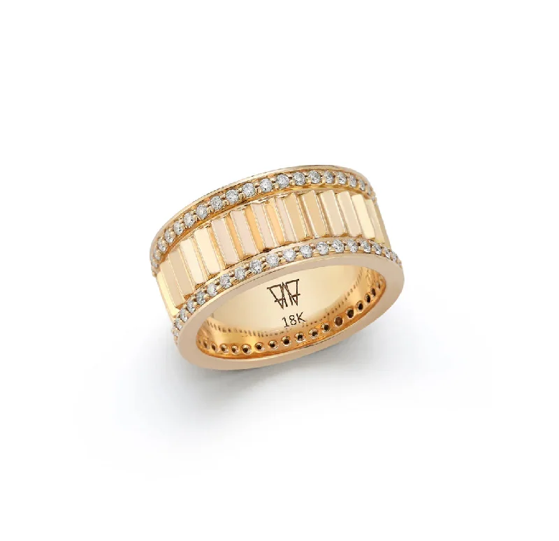 Rings For Summer Fun-Clive Gold & Diamond 10MM Fluted Band Ring