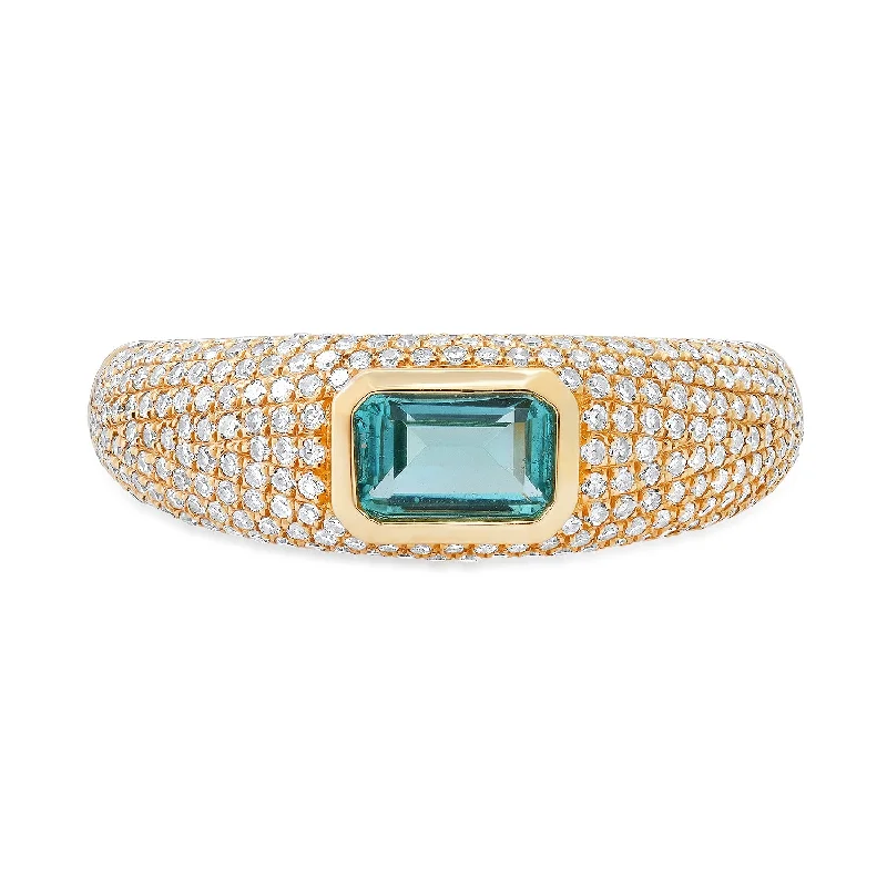 Rings For Sandy Days-Emerald Cut Apatite & Diamond Glam Ring