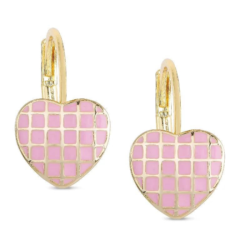 Earrings For Mixed Metals-Lattice Heart Drop Earrings