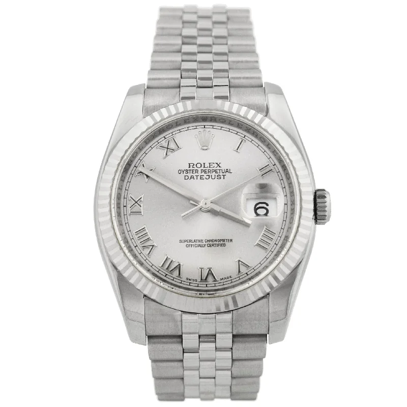 Watches Top Designers-Rolex Datejust 36mm Silver Dial Watch Ref# 116234