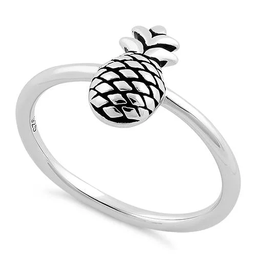 Rings For Lunch Dates-Sterling Silver Pineapple Ring