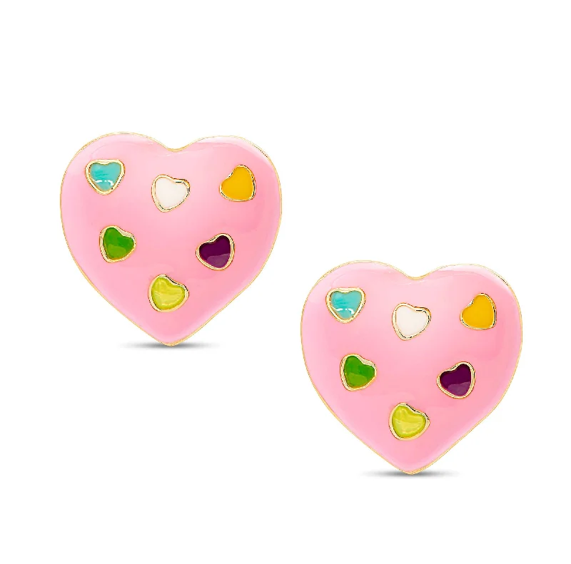 Earrings For Kids-Puffed Heart Stud Earrings