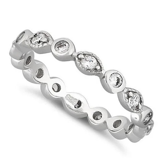 Rings For Fall Looks-Sterling Silver Stackable Eternity Eye CZ Ring