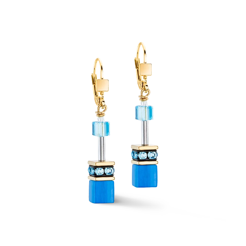 Earrings For Casual Jeans-GeoCUBE® Iconic Mono Gold earrings turquoise