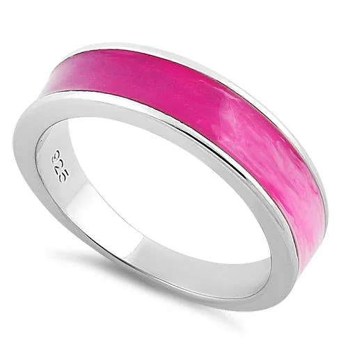 Rings Shape Guide-Sterling Silver Pink Spectrum Enamel Ring