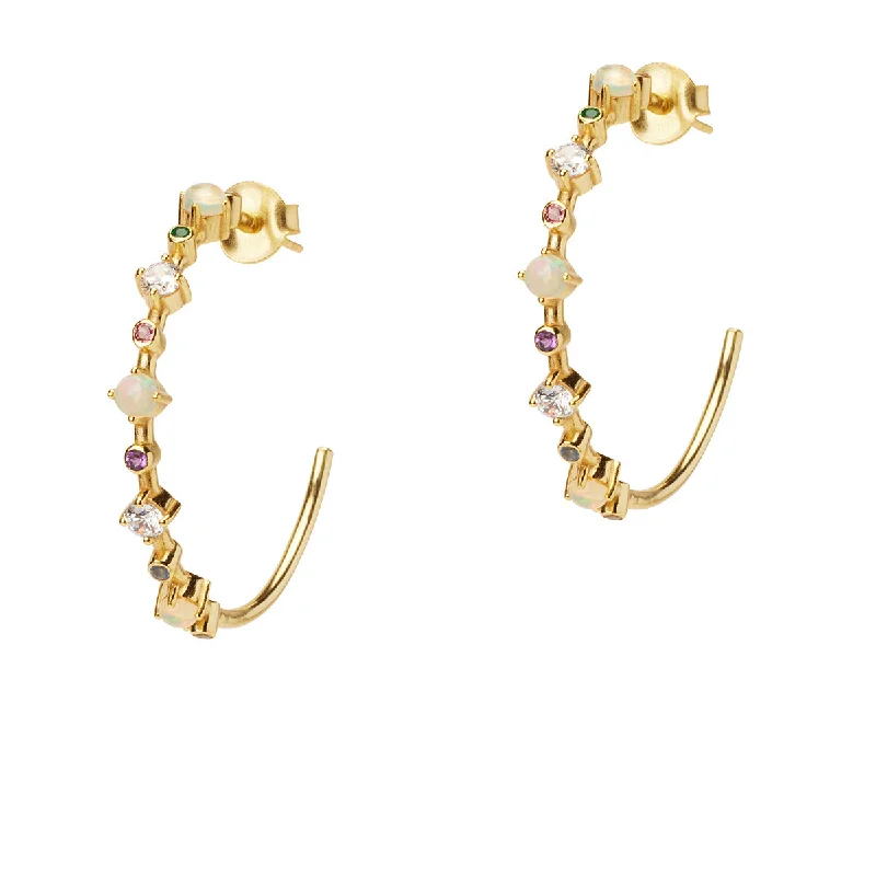 Earrings Polish Tips-Le Ciel Multicolor Gemstone Hoops