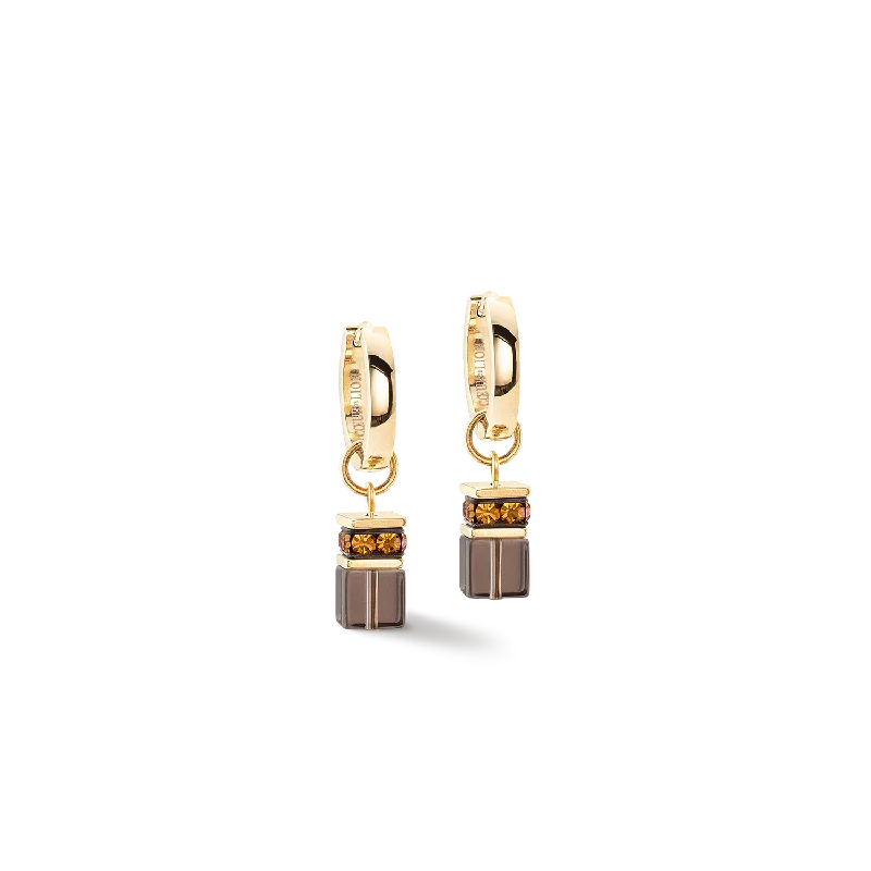 Earrings With Gold Finish-GeoCUBE® Chunky Chain hoop earrings gold-brown