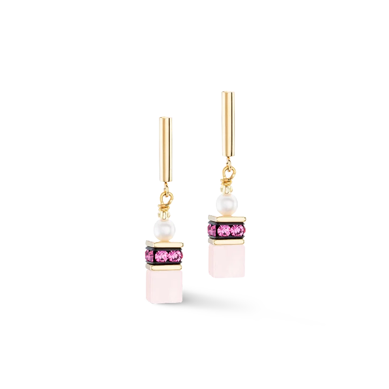 Best Light Earrings-Earrings GeoCUBE® Fusion Precious Pearl Mix gold-pink