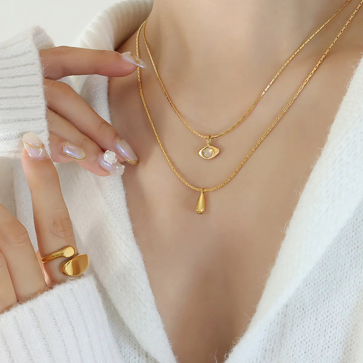 Necklaces Outfit Guide-1 Piece Simple Style Water Droplets Titanium Steel Plating Pendant Necklace