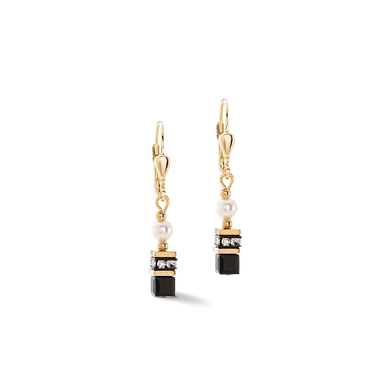 Earrings Discount Offers-Sparkling Princess earrings gold-black