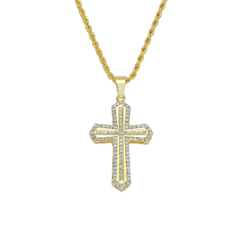 Gold (Cross)-0.3 * 60cm Stainless Steel Hemp Flowers Chain