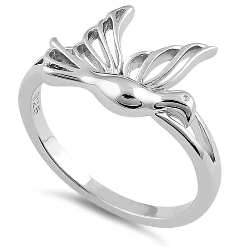 Slim Rings For Elegance-Sterling Silver Flying Dove Ring